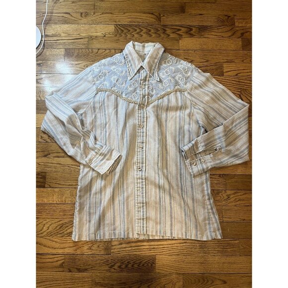 Incredible Vintage Men's 70s California Brand Western Embroidered Button Down